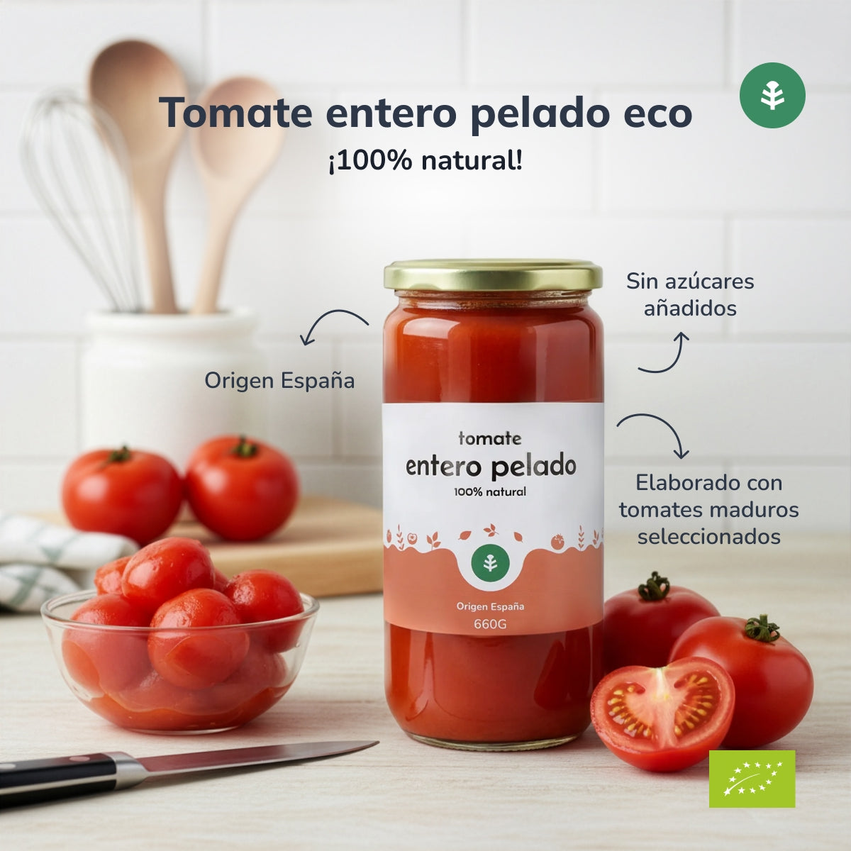Tomate Entero Pelado ECO Planeta Huerto 660 g