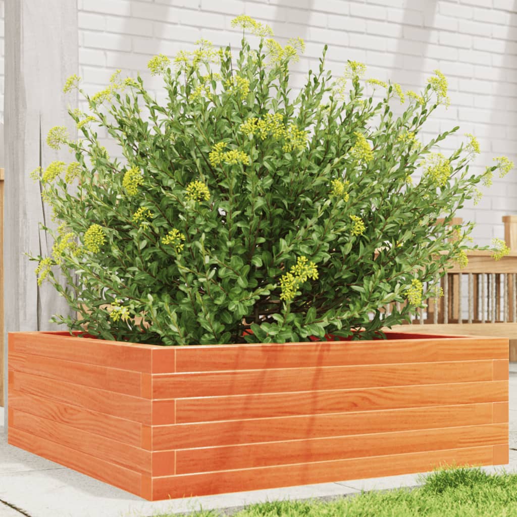 Jardinera De Madera Maciza Pino Marrón Cera 70x70x23 Cm_1