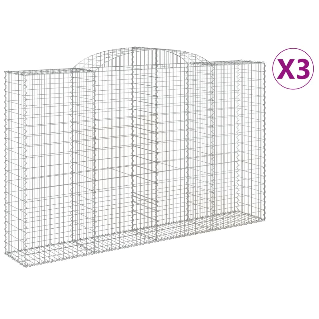 Cestas De Gaviones 3 Uds Forma De Arco Hierro 300x50x180/200 Cm_0