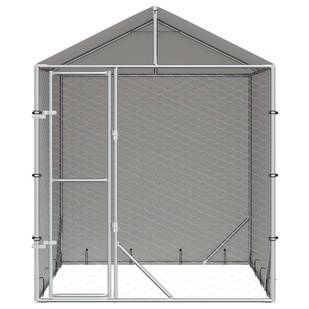 Perrera De Exterior Con Toldo Acero Galvanizado Plata 2x2x2,5 M_3