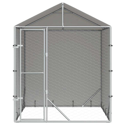 Perrera De Exterior Con Toldo Acero Galvanizado Plata 2x2x2,5 M_3