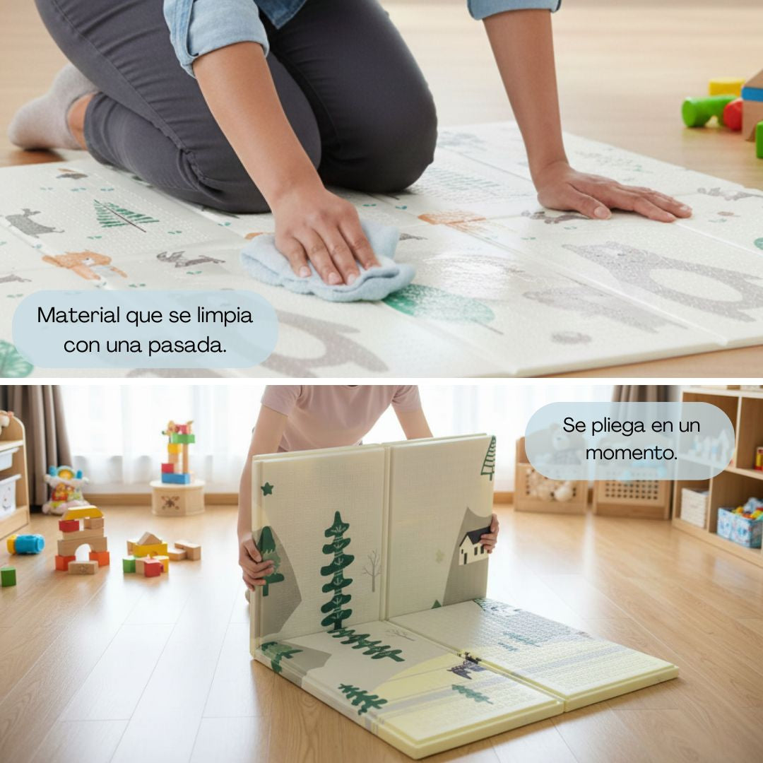 Bathby | Alfombra Plegable Para Bebé 200 × 180 Cm, Reversible Animales/invierno_1
