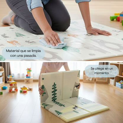 Bathby | Alfombra Plegable Para Bebé 200 × 180 Cm, Reversible Animales/invierno_1