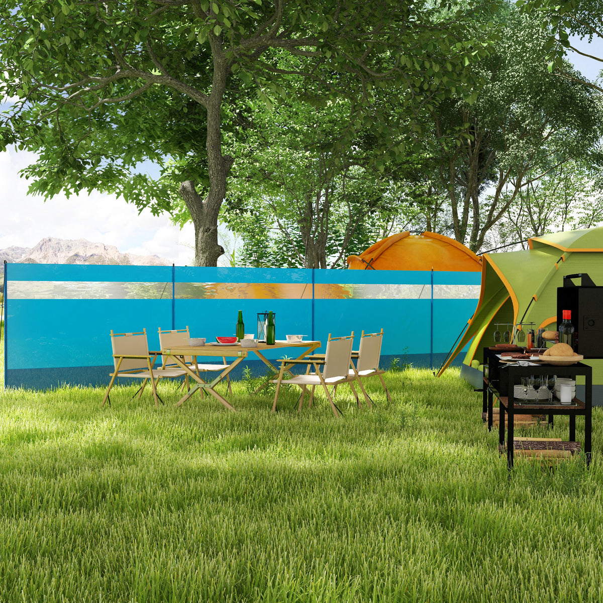 Outsunny Cortavientos Para Camping De 4 Paneles 725x140 Cm Bolsa De Transporte_1