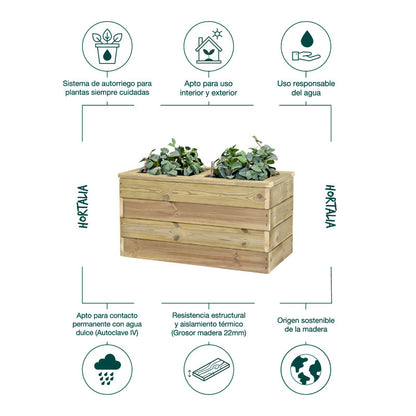 Jardinera Con Autorriego De Madera Nidum Basic Interior Y Exterior Hortalia 75x40x40 Cm_4