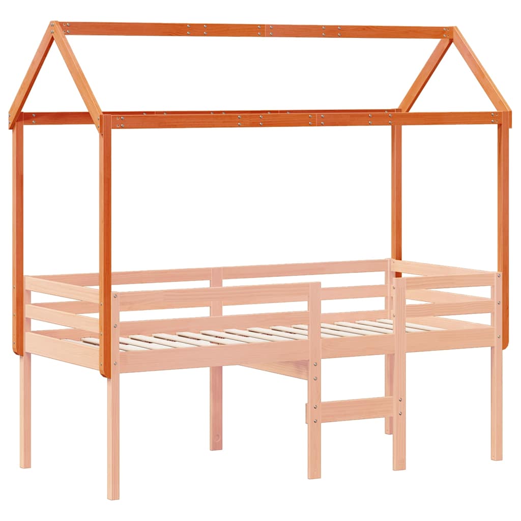 Techo De Cama Infantil Madera Maciza Marrón 207x80,5x151,5 Cm_2