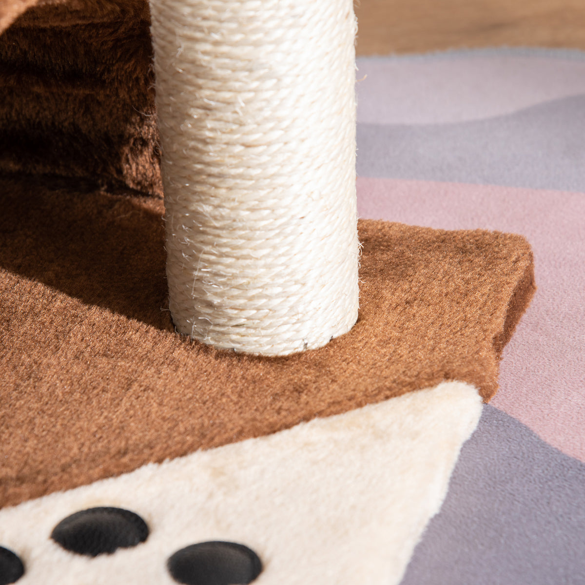 Pawhut Árbol Rascador Para Gatos 2 Niveles Con Poste Tablero Para Rascar Marrón_4