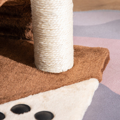 Pawhut Árbol Rascador Para Gatos 2 Niveles Con Poste Tablero Para Rascar Marrón_4