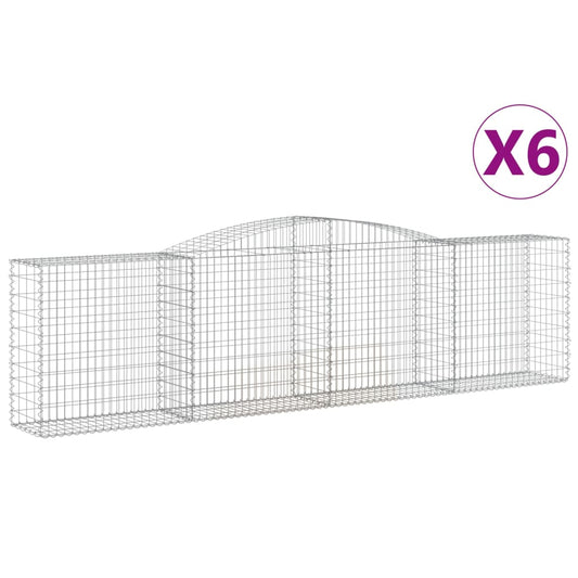 Cestas De Gaviones 6 Uds Forma De Arco Hierro 400x50x100/120 Cm_0