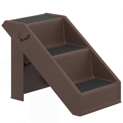 Pawhut Escalera Para Mascotas Plegable De 3 Peldaños 53x30,5x36,5 Cm Marrón_1