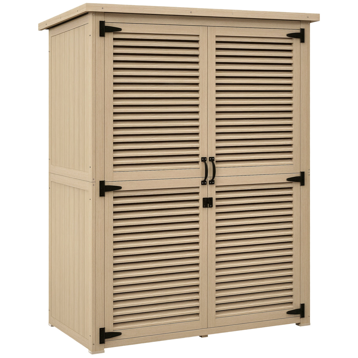 Outsunny Cobertizo De Madera 0,83 M² 127x65x168 Cm Con 2 Puertas Natural_0
