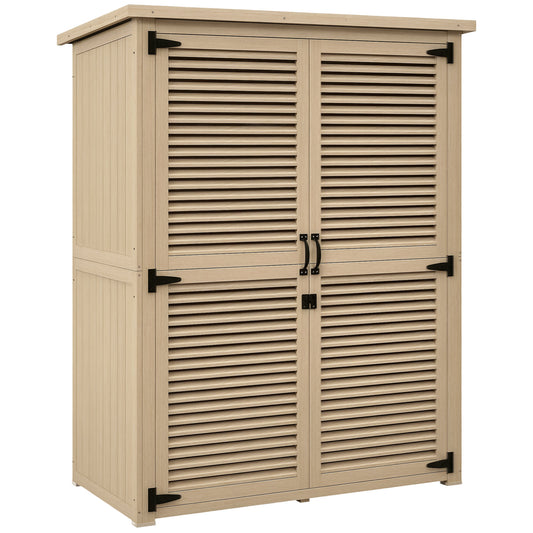 Outsunny Cobertizo De Madera 0,83 M² 127x65x168 Cm Con 2 Puertas Natural_0