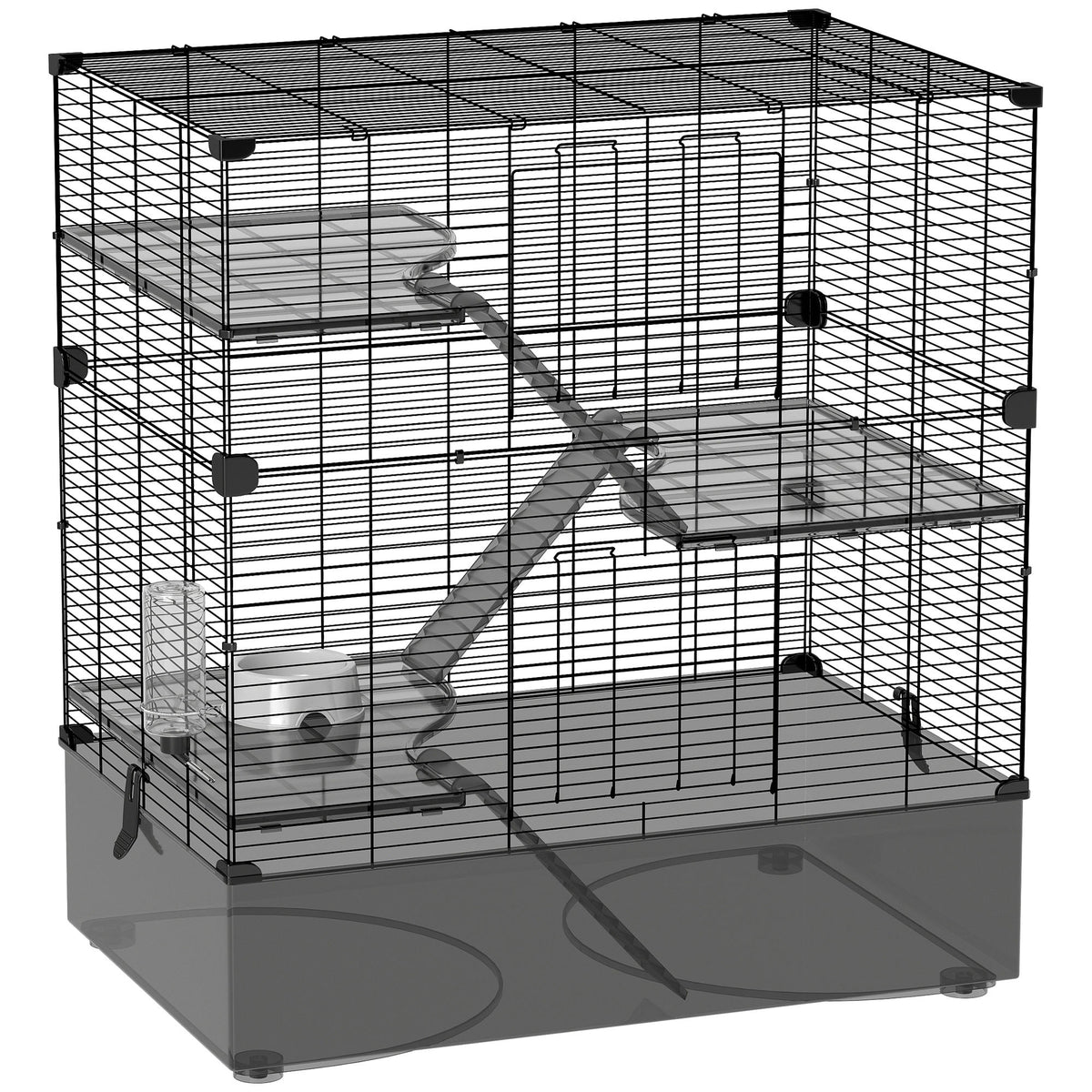 Pawhut Jaula Para Hurones De 4 Niveles Con Bandeja Inferior 73x47x80 Cm Negro_0