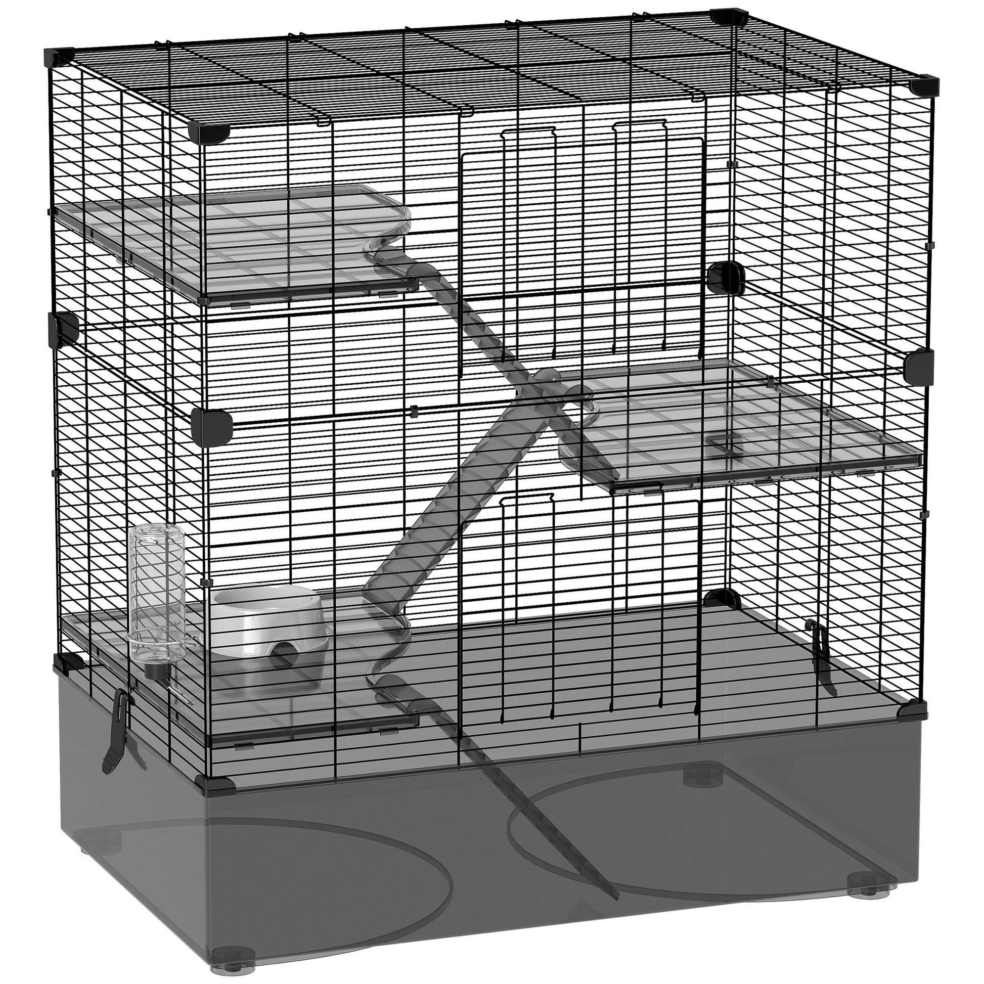 Pawhut Jaula Para Hurones De 4 Niveles Con Bandeja Inferior 73x47x80 Cm Negro_0
