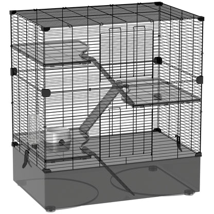 Pawhut Jaula Para Hurones De 4 Niveles Con Bandeja Inferior 73x47x80 Cm Negro_0