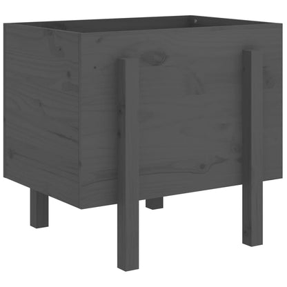 Jardinera De Madera Maciza De Pino Gris 62x50x57 Cm_0