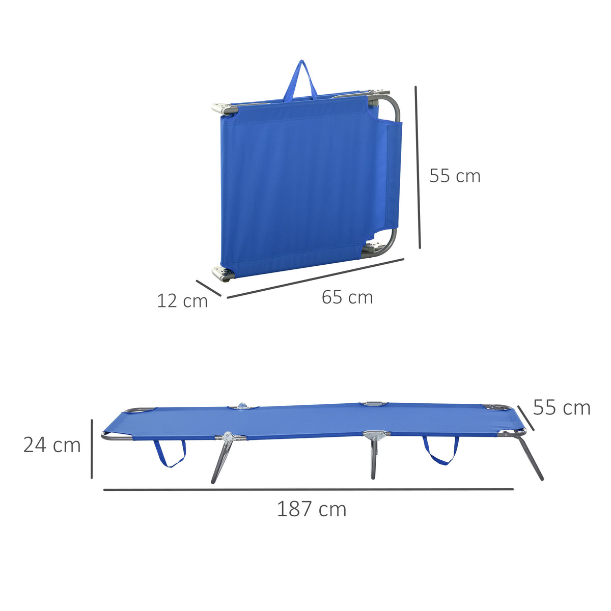Outsunny Tumbona Plegable Con Respaldo Ajustable En 5 Niveles 187x55x24 Cm Azul_2