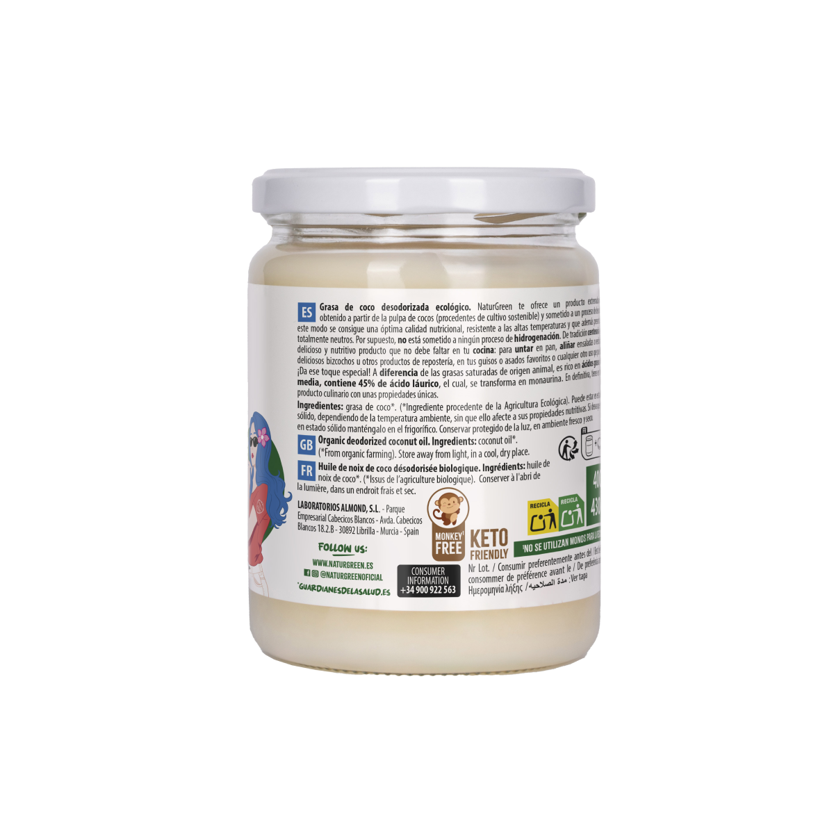 Grasa de Coco Desodorizado BIO Naturgreen 430 ml