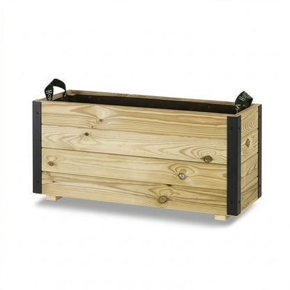 Jardinera Exterior De Madera Con Refuerzo De Aluminio Ghio Al Hortalia 80x30x40 Cm_3