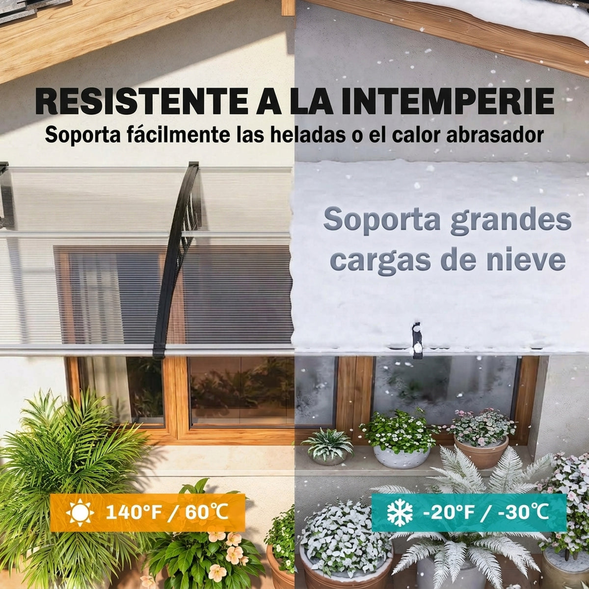 Outsunny Tejadillo De Protección 303x96 Cm Marquesina Exterior Para Puertas_5