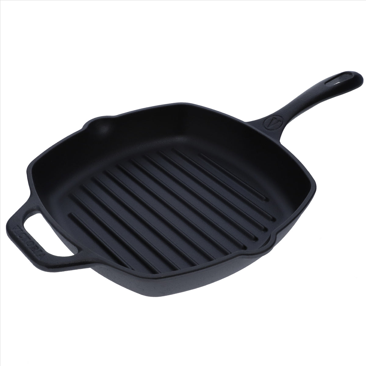 Victoria Sartén Grill Hierro Fundido Esmaltado Inducción 25x25cm Apta Fuego Barbacoa, Cast Iron Skillet, 39561, Negro_0