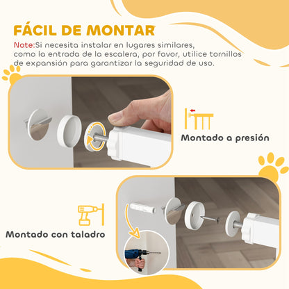 Pawhut Barrera Para Perros Con Ancho Ajustable 76-104 Cm 2 Extensiones Blanco_5