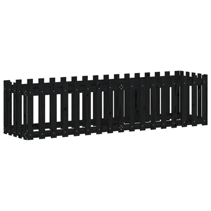 Arriate Elevado Jardín Con Valla Madera Pino Negro 200x50x50cm_3