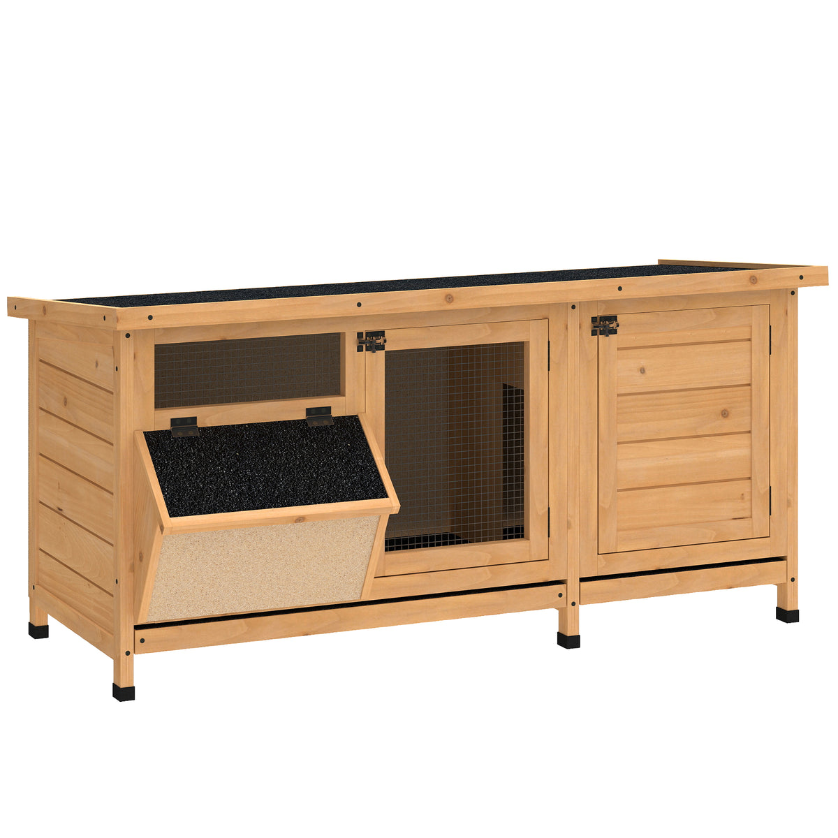 Pawhut Conejera De Madera Con Techo Abatible Y Puertas 112x50x54 Cm Amarillo_0