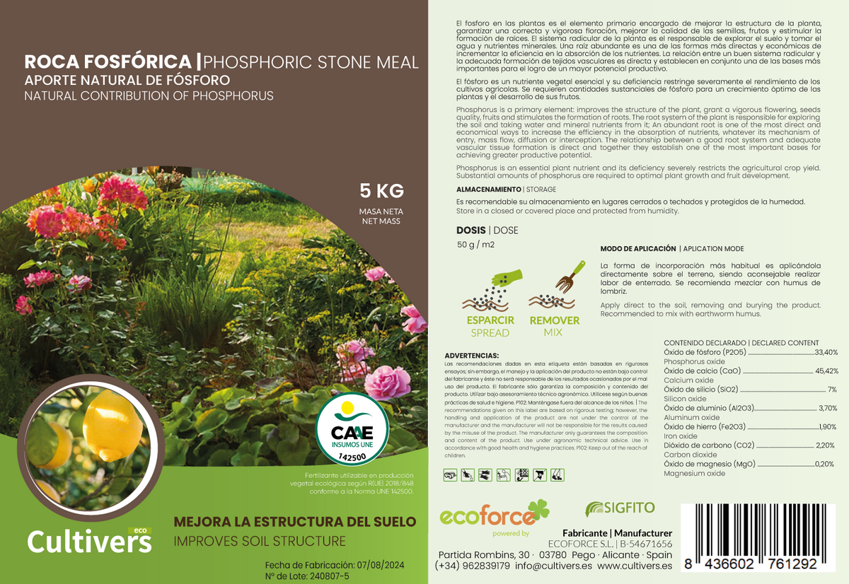 Cultivers Roca Fosfórica 20 Kg. Aporte Natural De Fósforo, Calcio Y Hierro. 100% Ecológico. Preparación De Terreno…_1