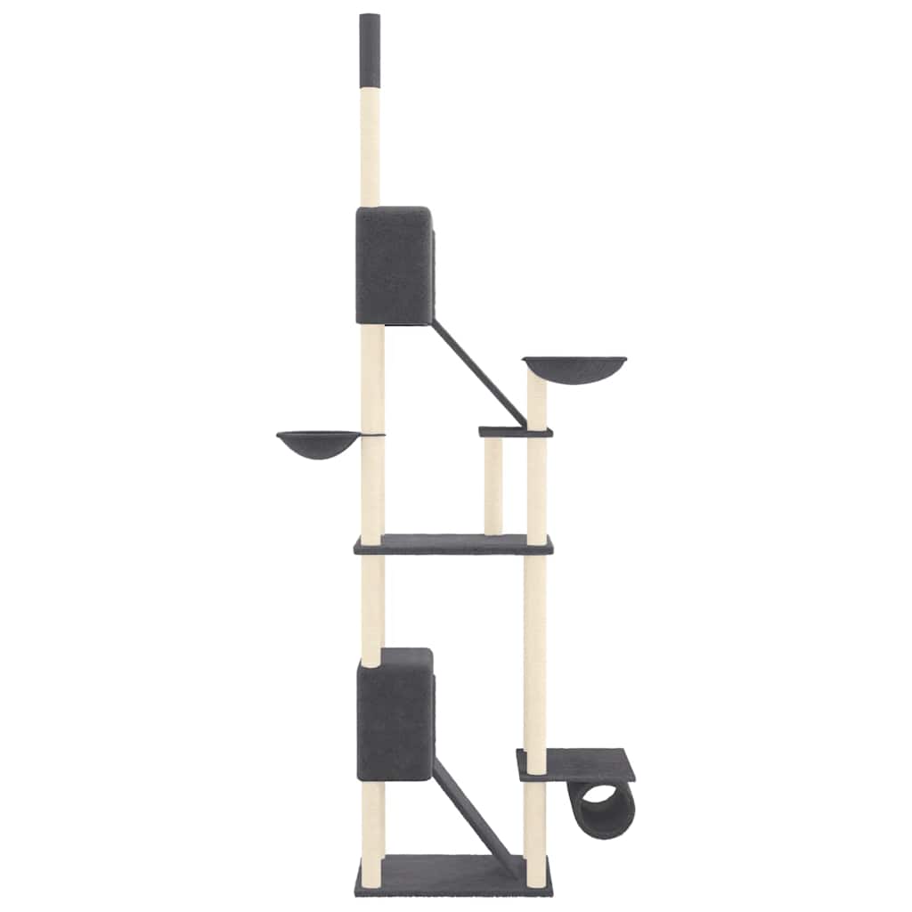 Árbol Rascador Para Gatos Suelo A Techo Gris Oscuro 277-303 Cm_3