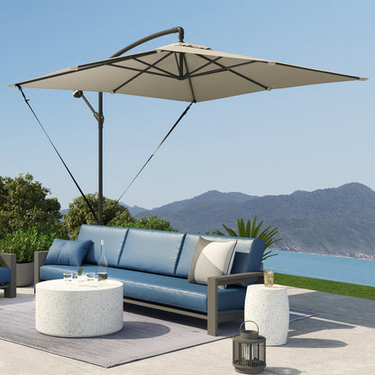 Outsunny Parasol Excéntrico 247x247 Cm Con Base Cruzada Manivela Caqui_3