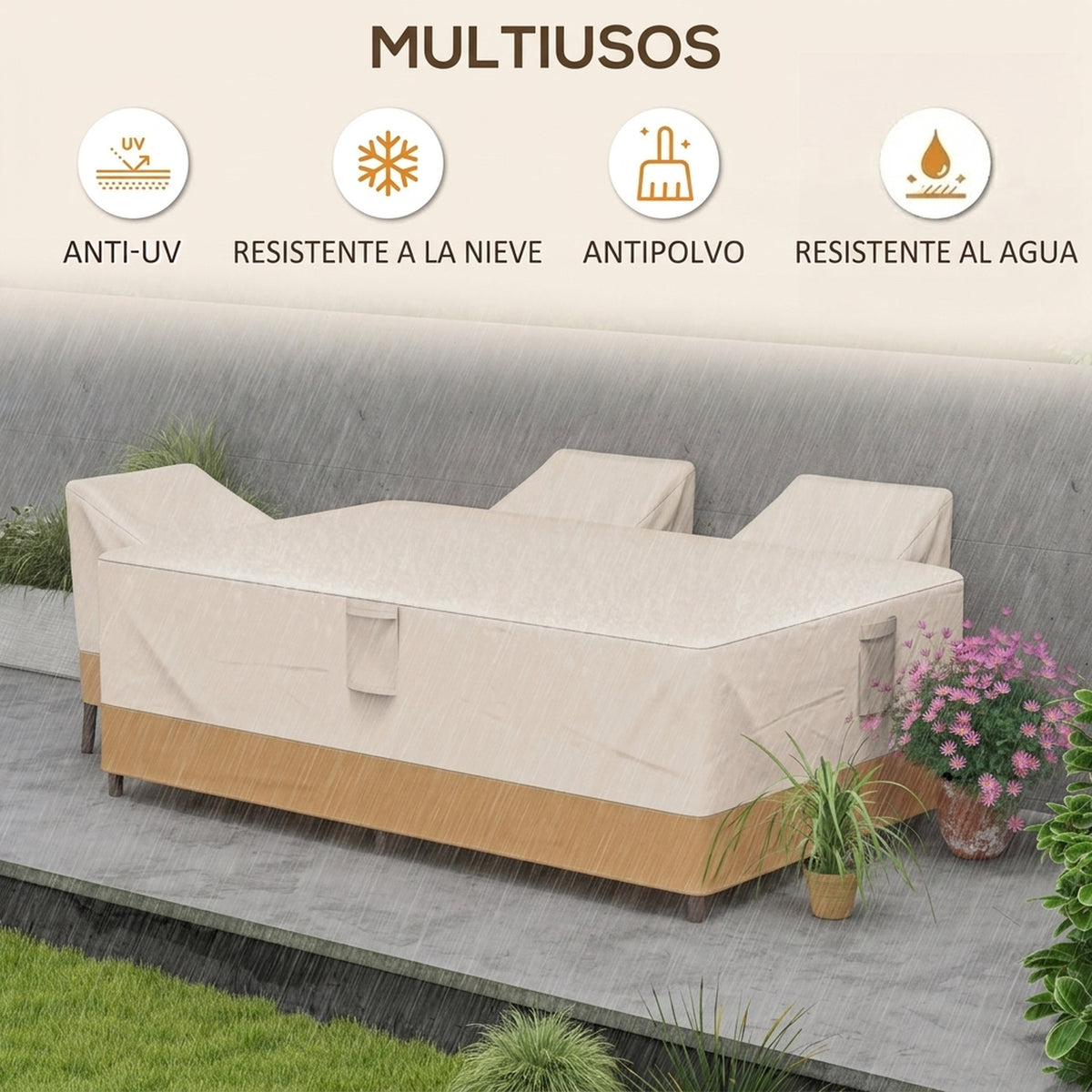 Outsunny Funda Protectora Para Muebles De Jardín Tela Oxford 600d Impermeable_5