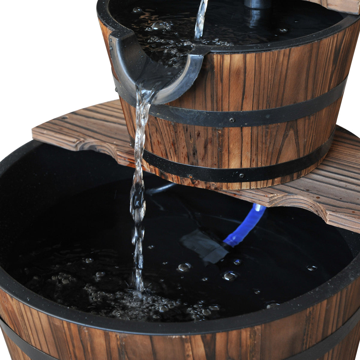 Outsunny Fuente De Agua De Madera En Cascada De 2 Niveles Con Bomba Eléctrica_4