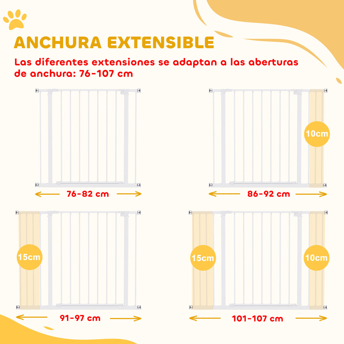 Pawhut Barrera De Seguridad Extensible Puertas Escaleras Metálica Para Perros_3