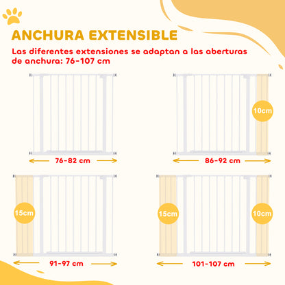 Pawhut Barrera De Seguridad Extensible Puertas Escaleras Metálica Para Perros_3