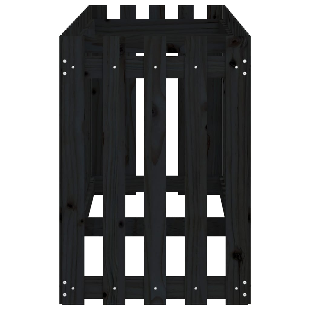 Arriate Elevado Jardín Con Valla Madera Pino Negro 200x50x70cm_5