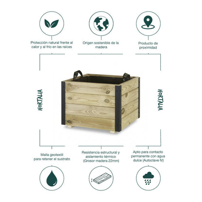 Jardinera Exterior De Madera Con Refuerzo De Aluminio Pun Al Hortalia 50x50x40 Cm_5
