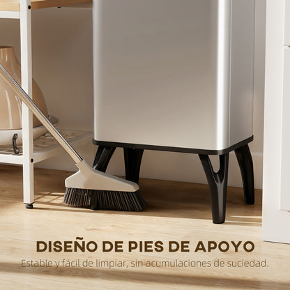 Balde De Lixo Homcom Aço Inoxidável, Abs Prata 35.5x26x83.5 Cm_5