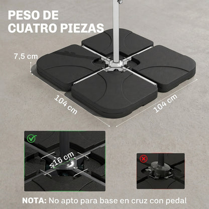 Outsunny Peso Para Base De Sombrilla De 4 Piezas Para Base Cruzada Negro_2