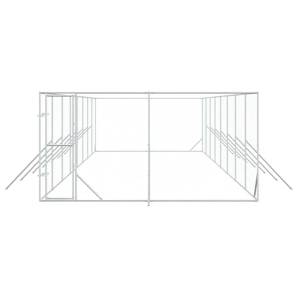 Perrera De Exterior Acero Galvanizado Plateado 4x16x2 M_4