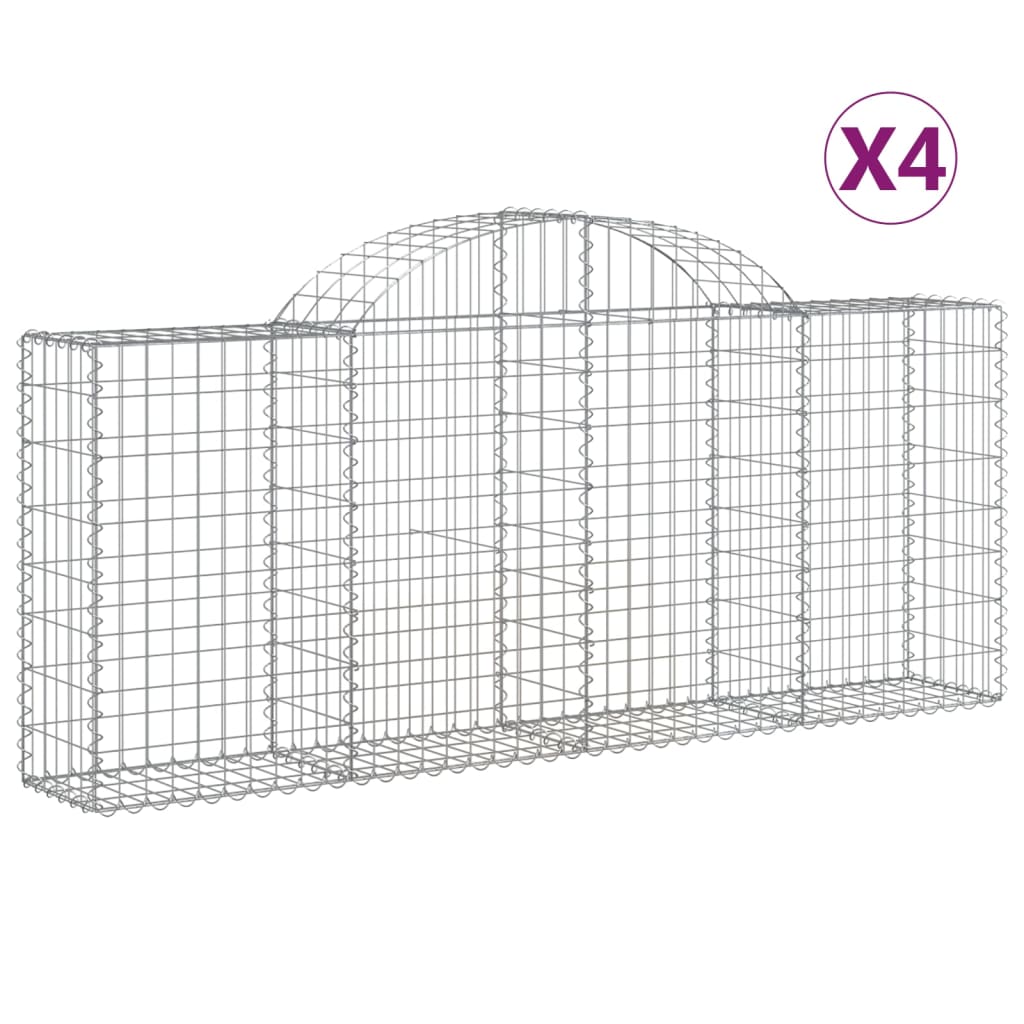 Cestas De Gaviones 4 Uds Forma De Arco Hierro 200x30x80/100 Cm_0