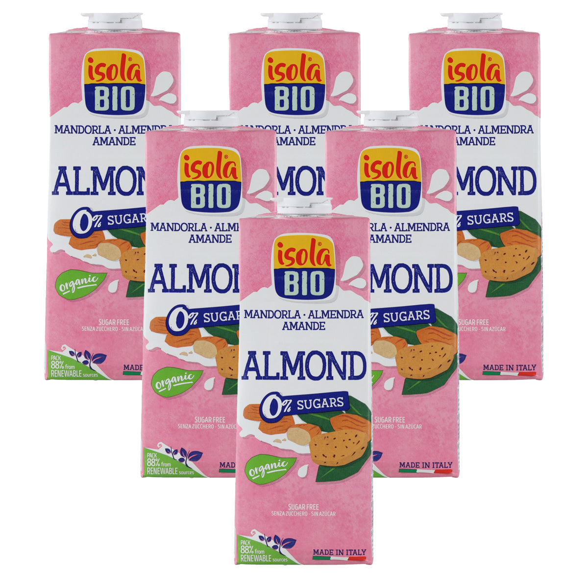 Pack 6x Bebida de Almendras Sin Azúcar Bio Isola Bio 1 L