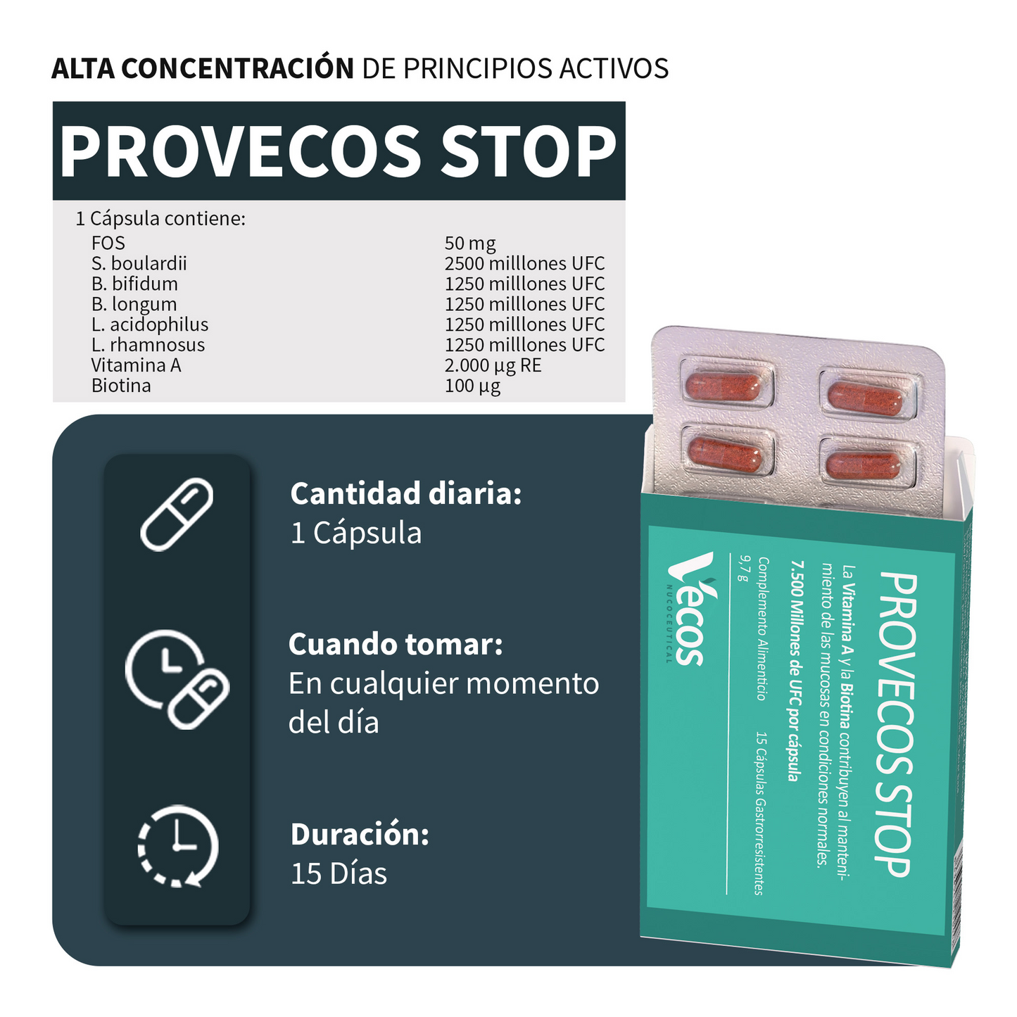 Provecos Stop Vecos 15 Cápsulas | Flora Vaginal Y Bienestar Íntimo | 25.000 Millones Ufc + Fos_2