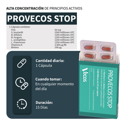 Provecos Stop Vecos 15 Cápsulas | Flora Vaginal Y Bienestar Íntimo | 25.000 Millones Ufc + Fos_2