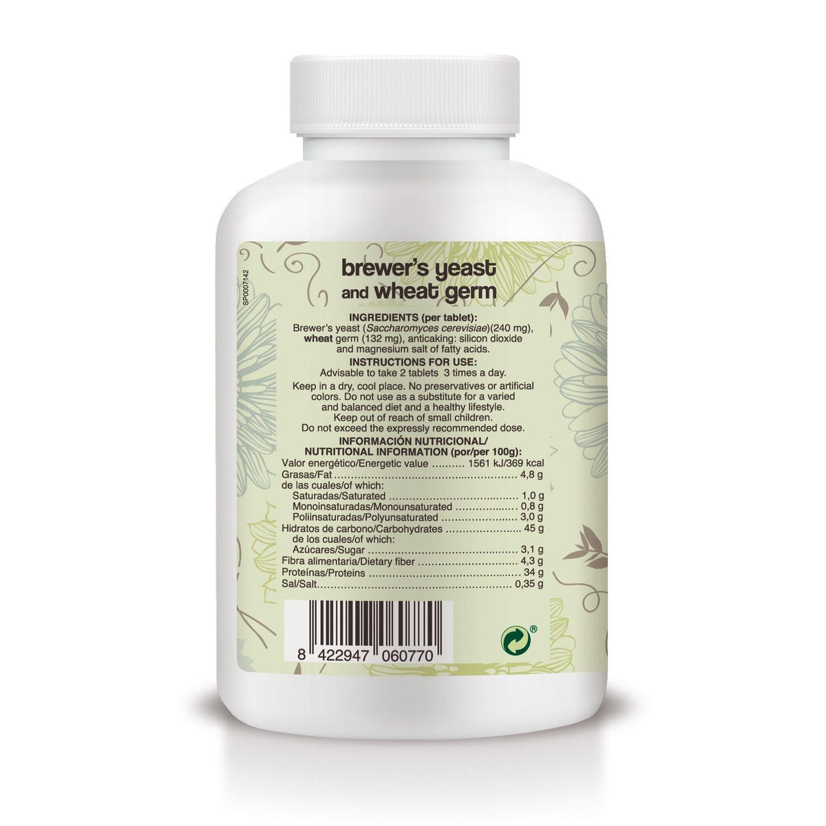 Germen de Trigo y Levadura de Cerveza Soria Natural, 500 comprimidos