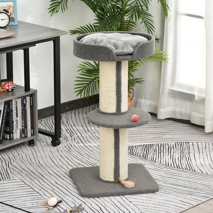 Pawhut Árbol Rascador Para Gatos Altura 91 Cm De 3 Niveles 45x45x91cm Gris_1
