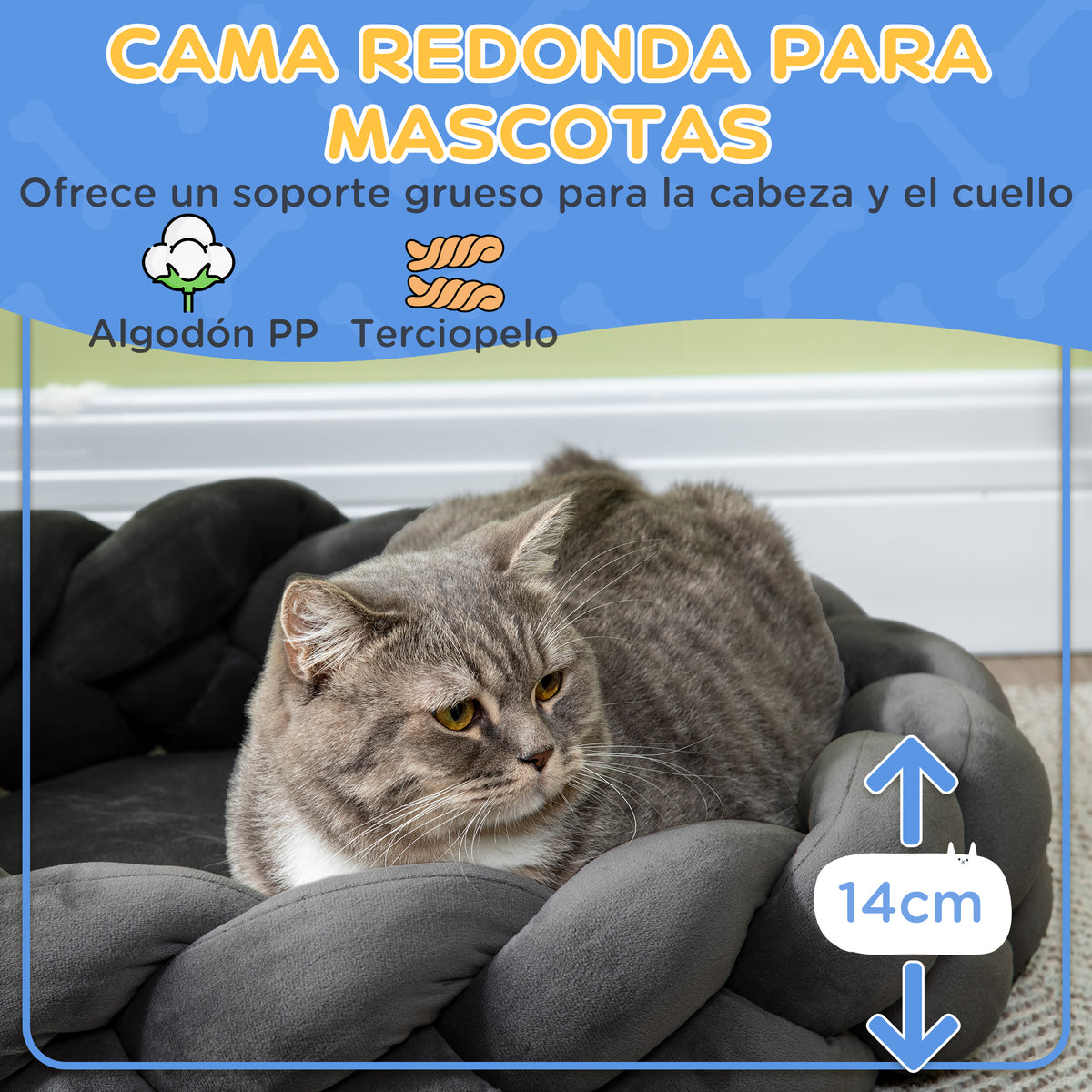 Pawhut Cama Para Perros Pequeños Con Cojín Independiente 55x55x14 Cm Gris_5