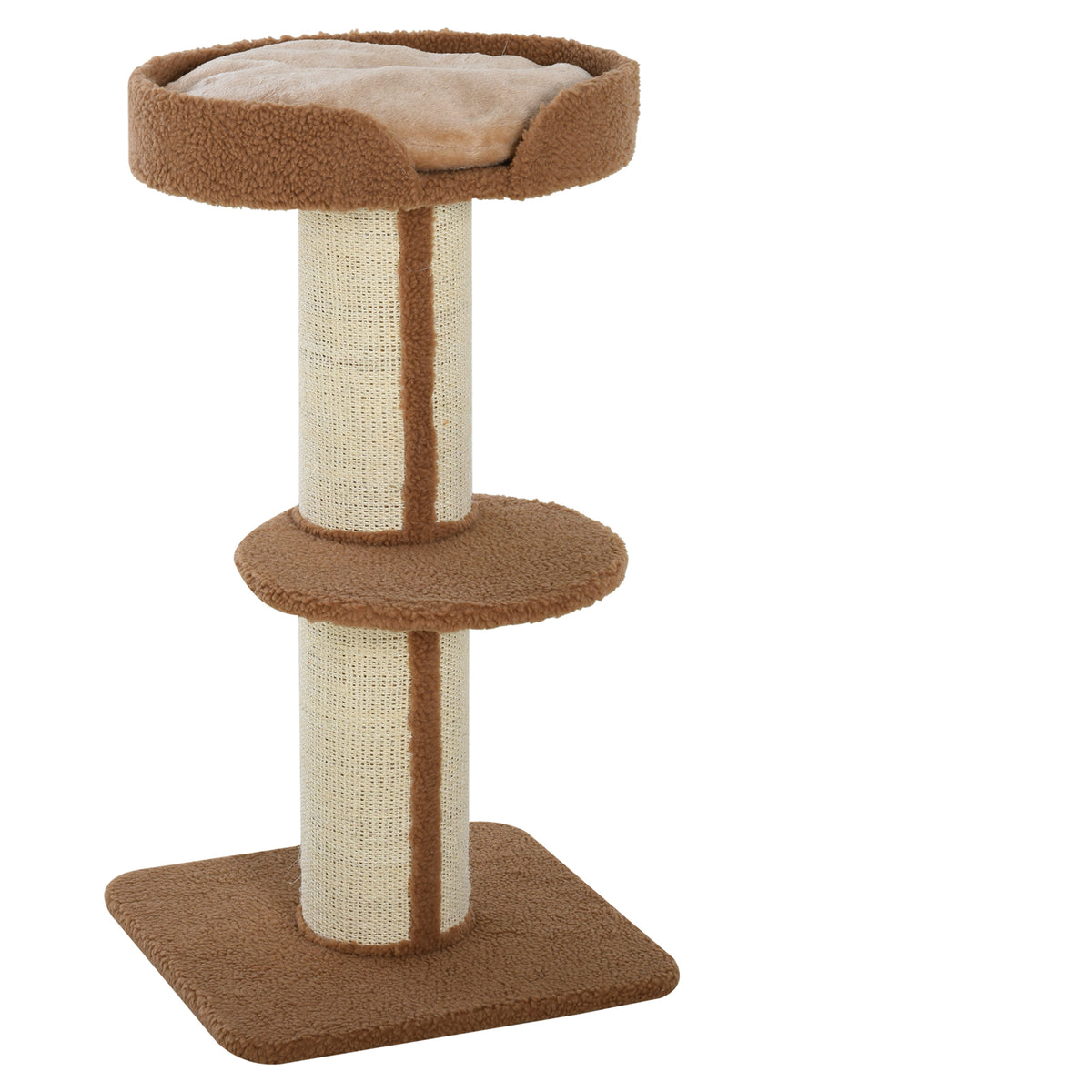 Pawhut Árbol Rascador Para Gatos Altura 91 Cm De 3 Niveles 45x45x91cm Marrón_0