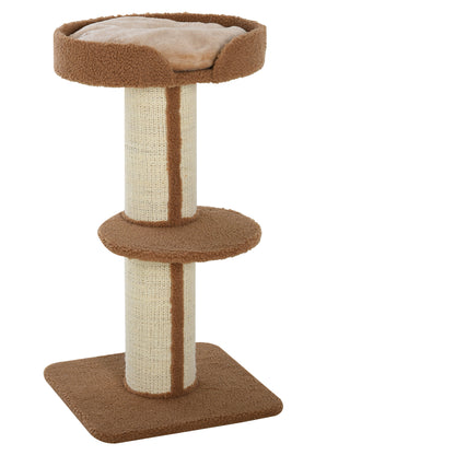 Pawhut Árbol Rascador Para Gatos Altura 91 Cm De 3 Niveles 45x45x91cm Marrón_0