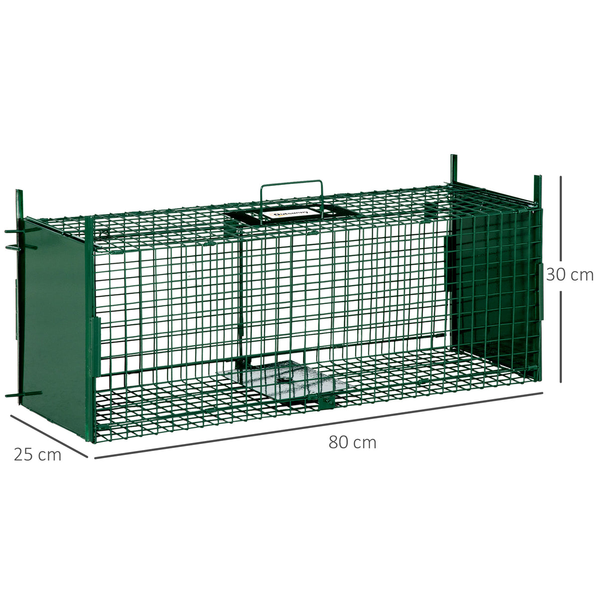 Outsunny Trampa Para Animales Vivos Con 2 Puertas Asa Para Conejos 80x25x30 Cm_2